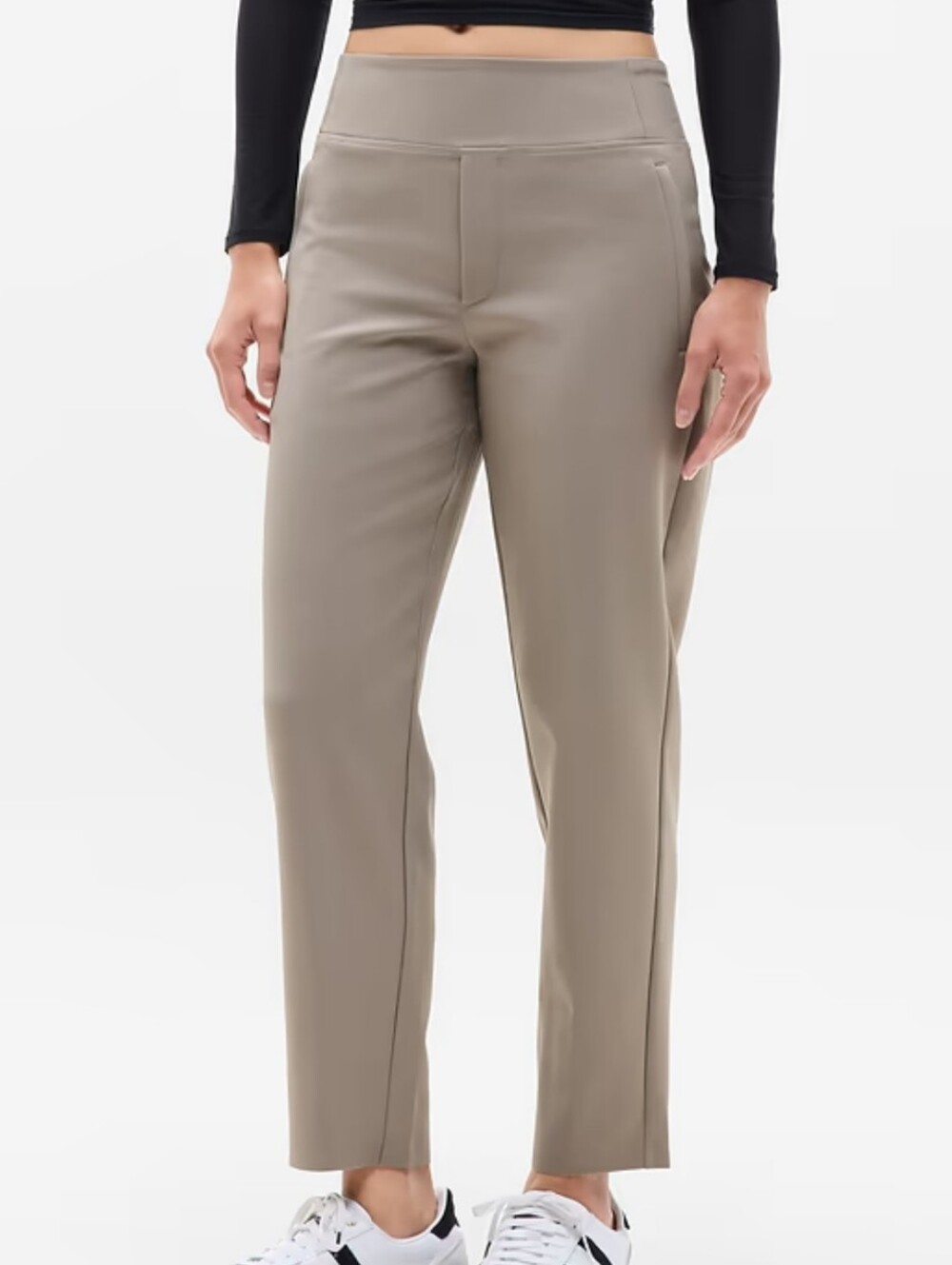 Athleta Cropped Straight-Leg Pants in Taupe